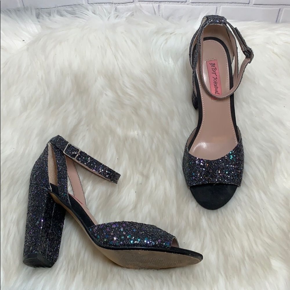 Betsey Johnson Glissten Dark Glitter Shoes Sz 8.5 - Picture 3 of 8